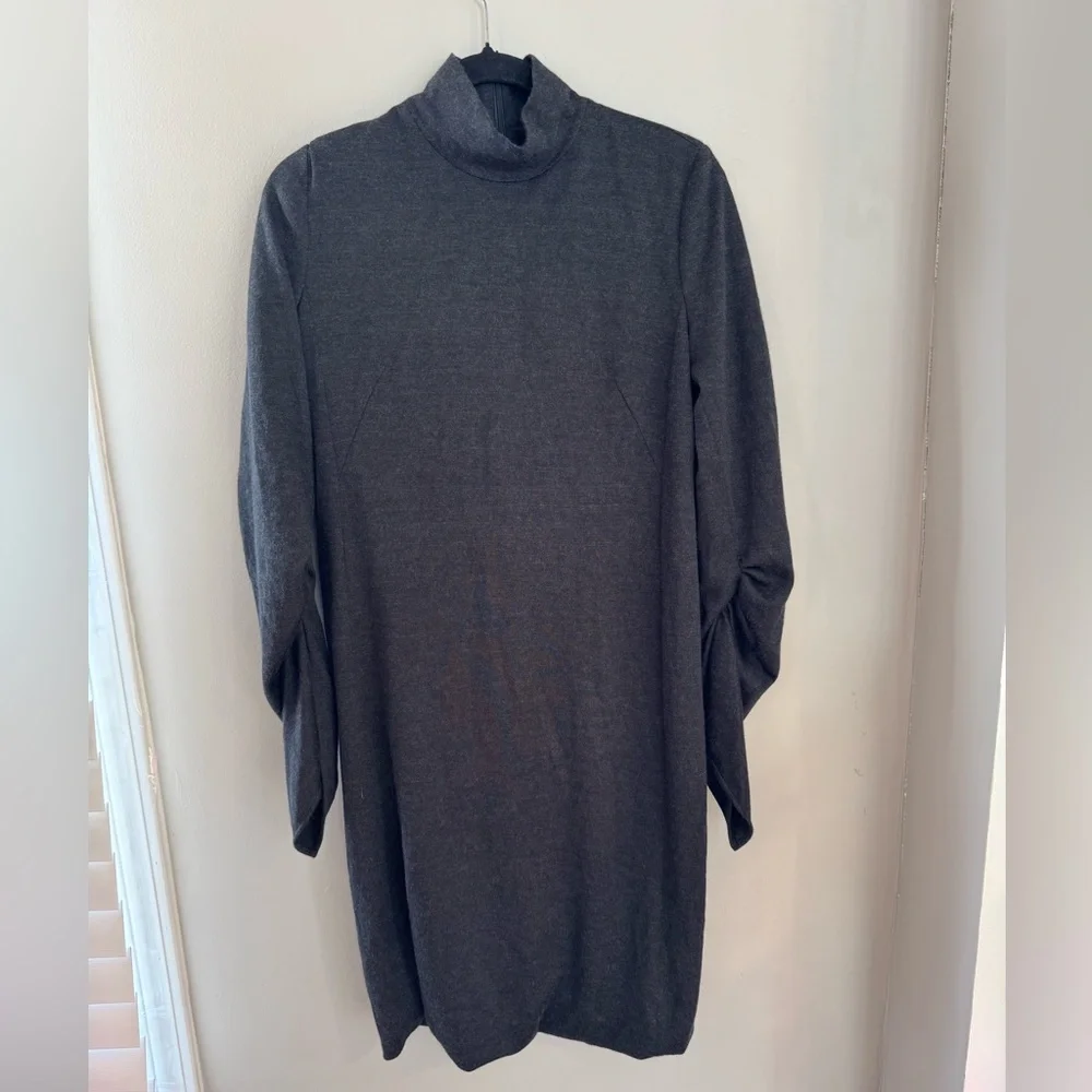 Akris‎ Punto Wool Silk Mock Neck Gray Dress Estimated Size Small